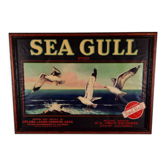 Vintage framed Seagull advertising