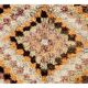 Vintage Hand-Knotted Tulu Runner Rug with Geometric Diamond Design in Cream, Brown and Orange, 100% Wool