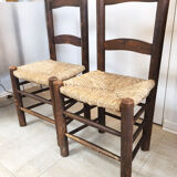 Pair of straw brutalist chairs, 1970