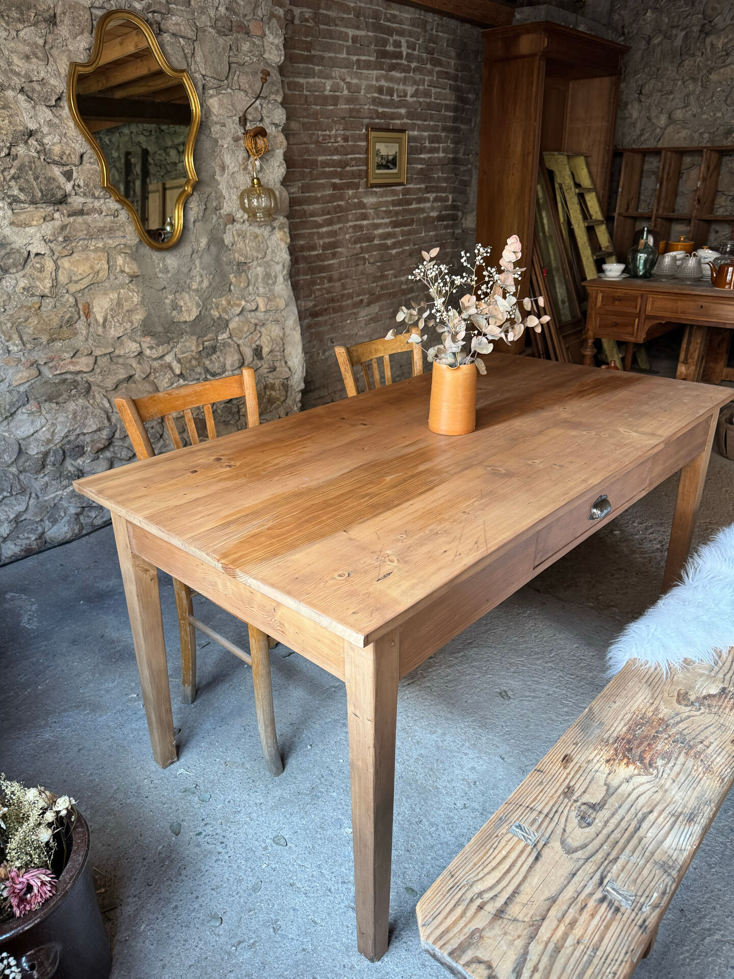 Old solid wood table
