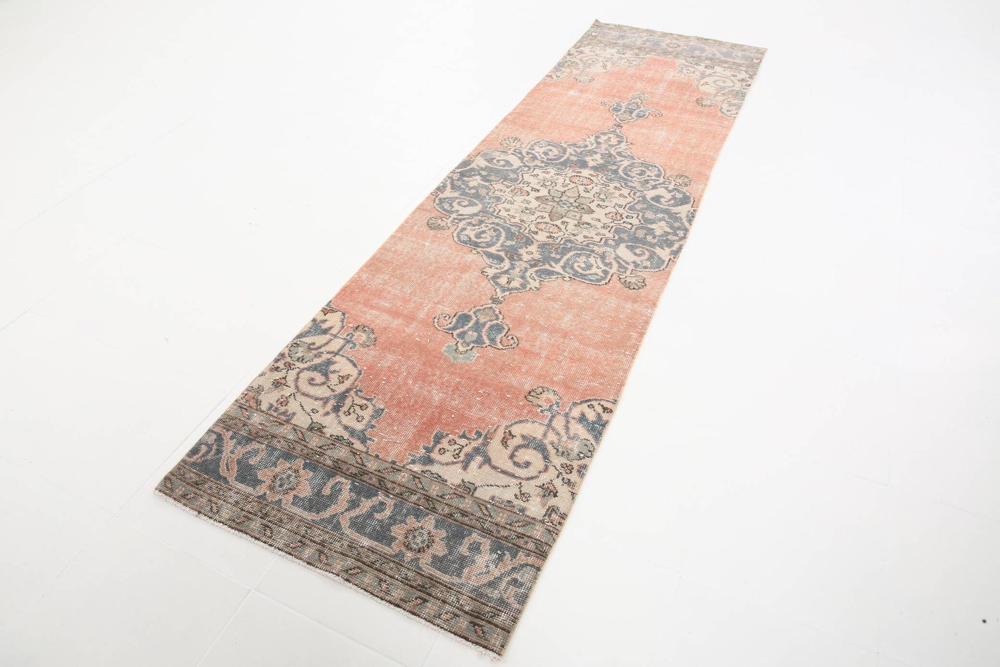 3x10 Rug For Hallway Pale Red Oriental Vintage Runner Rug 91x315Cm