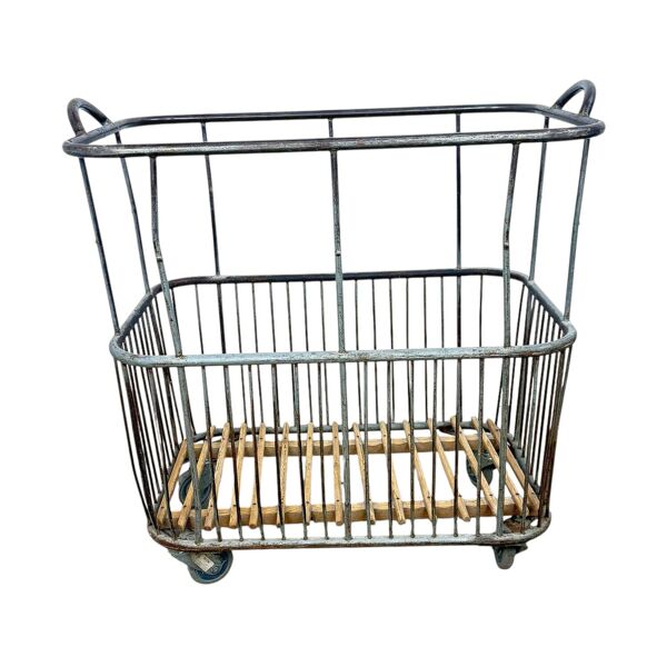 Chariot de boulangerie en métal vintage français – Trolley à pain industriel – Chariot à linge roulant