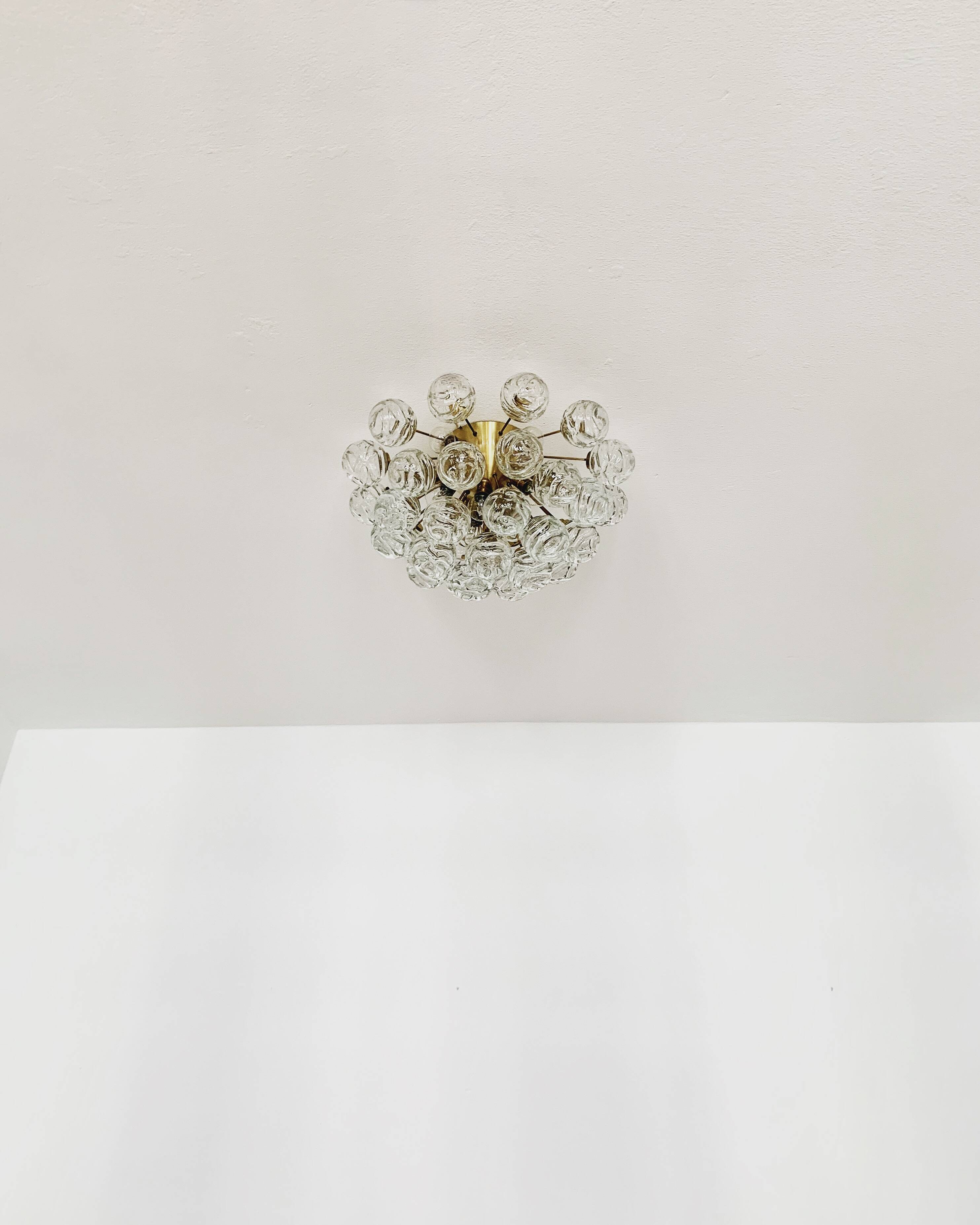 1 of 2 Amazing Golden Bubble Glass Flush Lamps by Doria