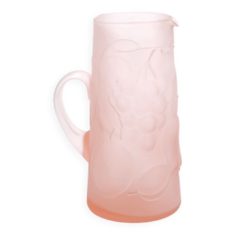 Pichet en verre rose pâle Empoli, années 60