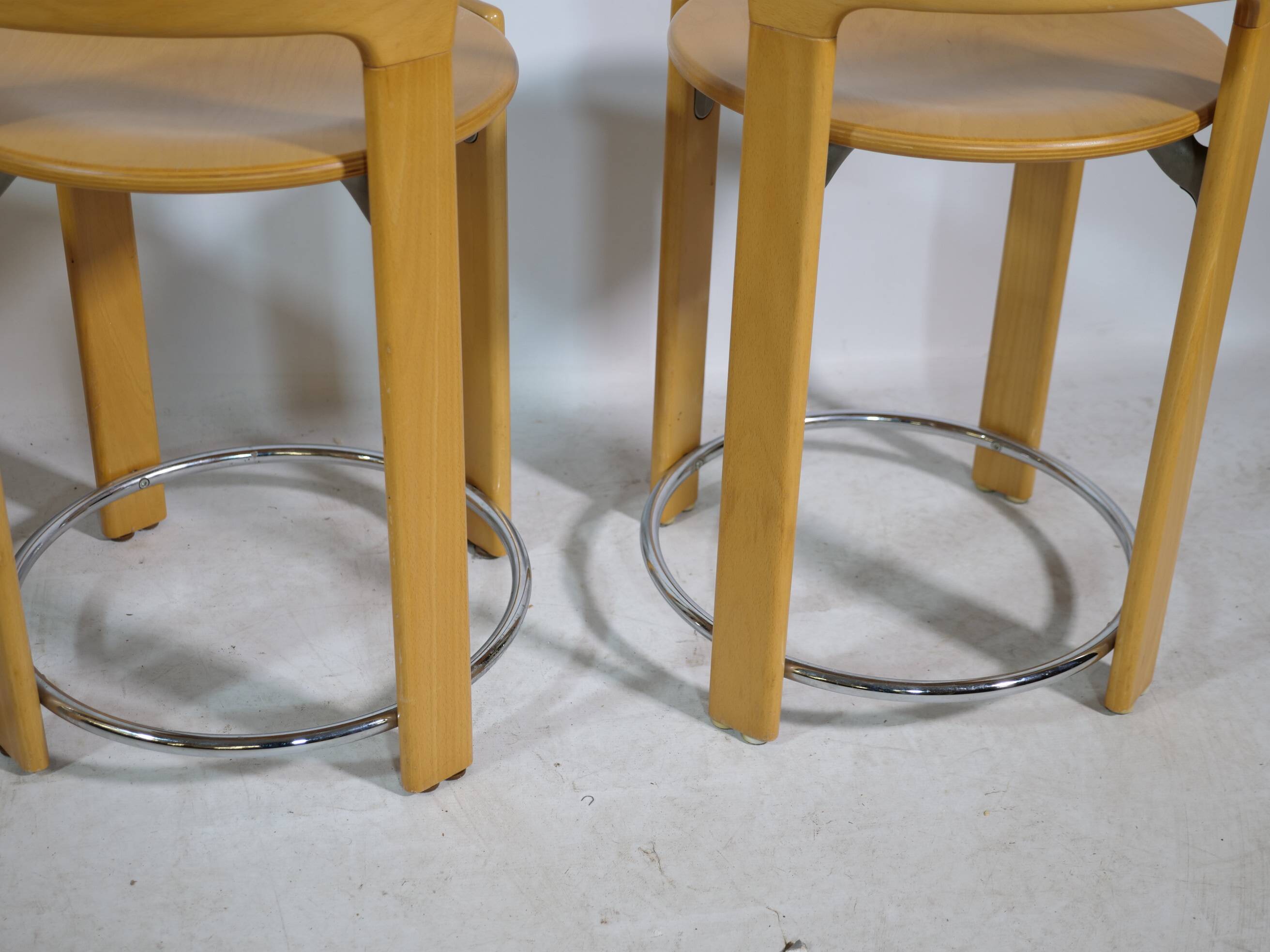 REY Beech Stools by Bruno Rey for Kusch & Co, Set of 3, 1970s