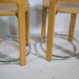 REY Beech Stools by Bruno Rey for Kusch & Co, Set of 3, 1970s