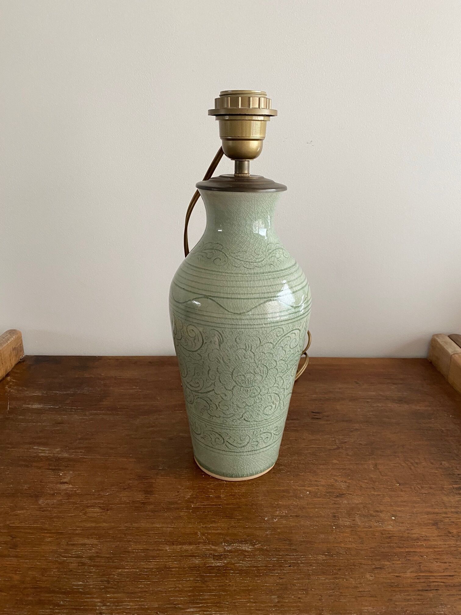 Ceramic lamp foot signed