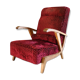 Fauteuil vintage en velours et bois 1950