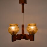 Mid-century Wood Chandelier,1980's.