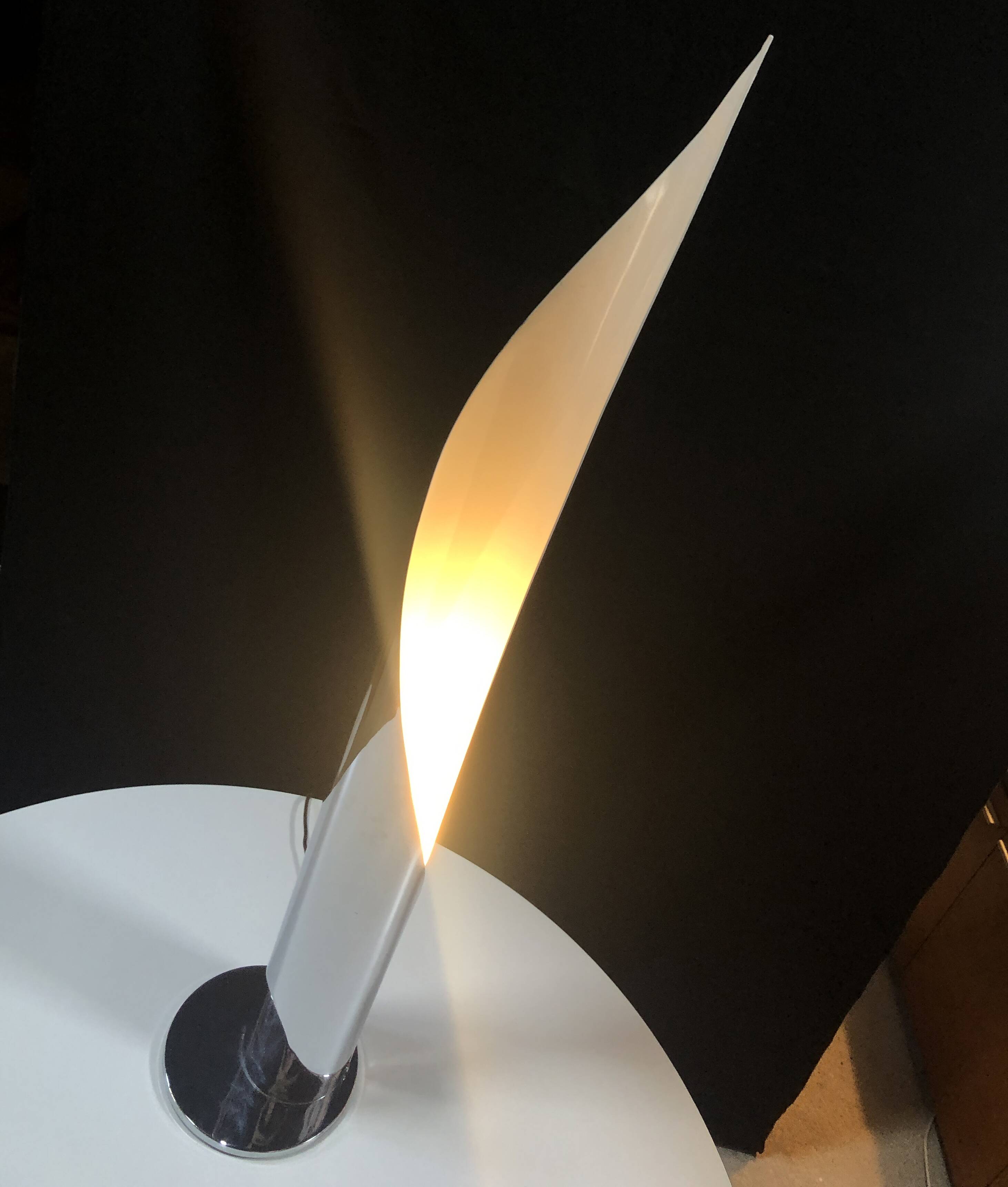 Vintage Floor Lamp • Flame • Stainless Steel • Space Age • 1970