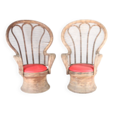 Pair of rattan armchairs