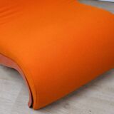 Vintage organic armchair in orange fabric and fiber, 1970