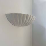 Pair of vintage shell wall lights, white porcelain, France 1970