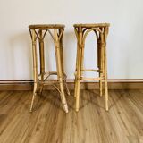 Pair of high rattan stools