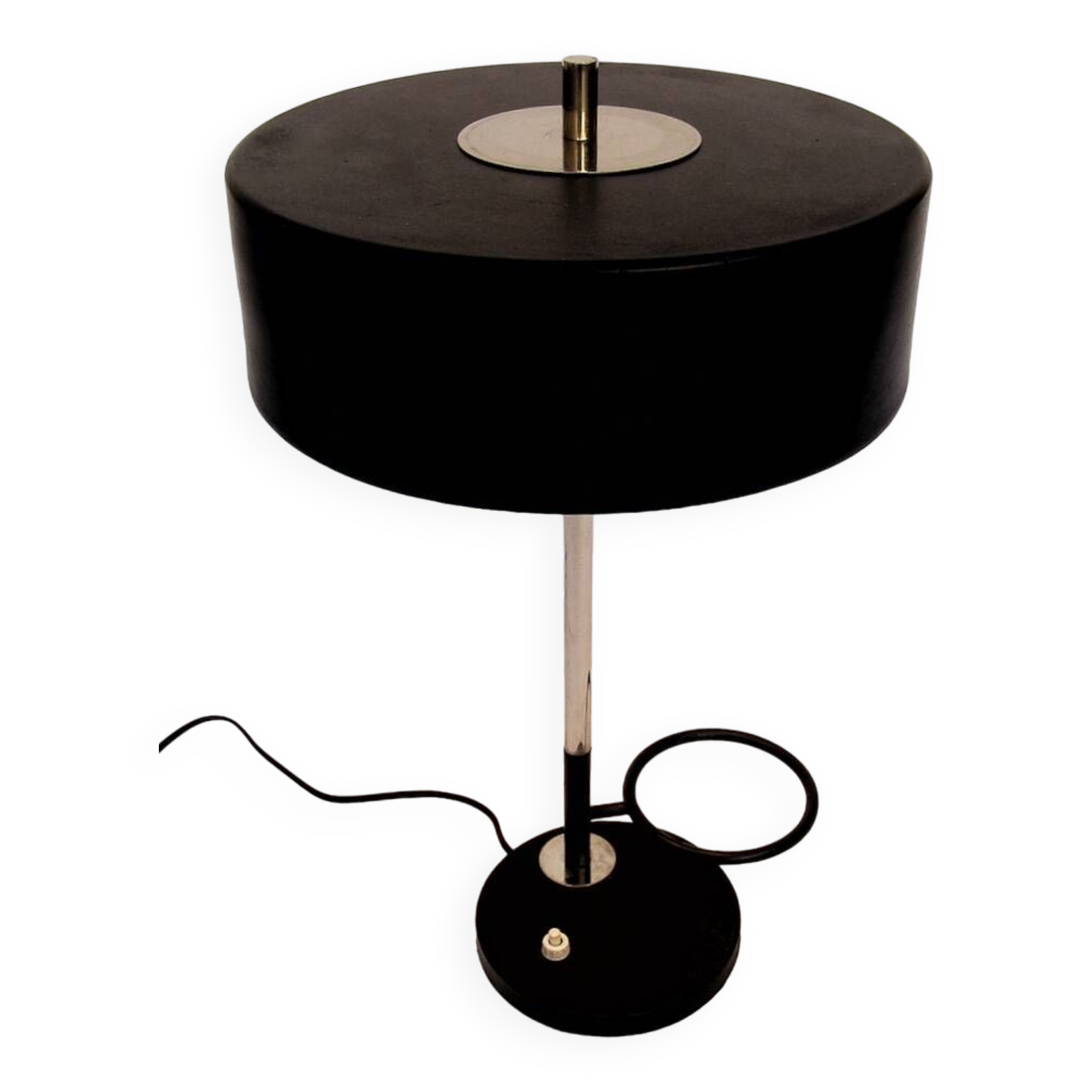 Designer desk lamp 1950, lacquered metal and chrome.