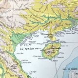Vintage map Indochina Asia Thailand 43x43cm from 1950