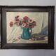Grande huile sur toile, vase fleuri, Gustav Choley