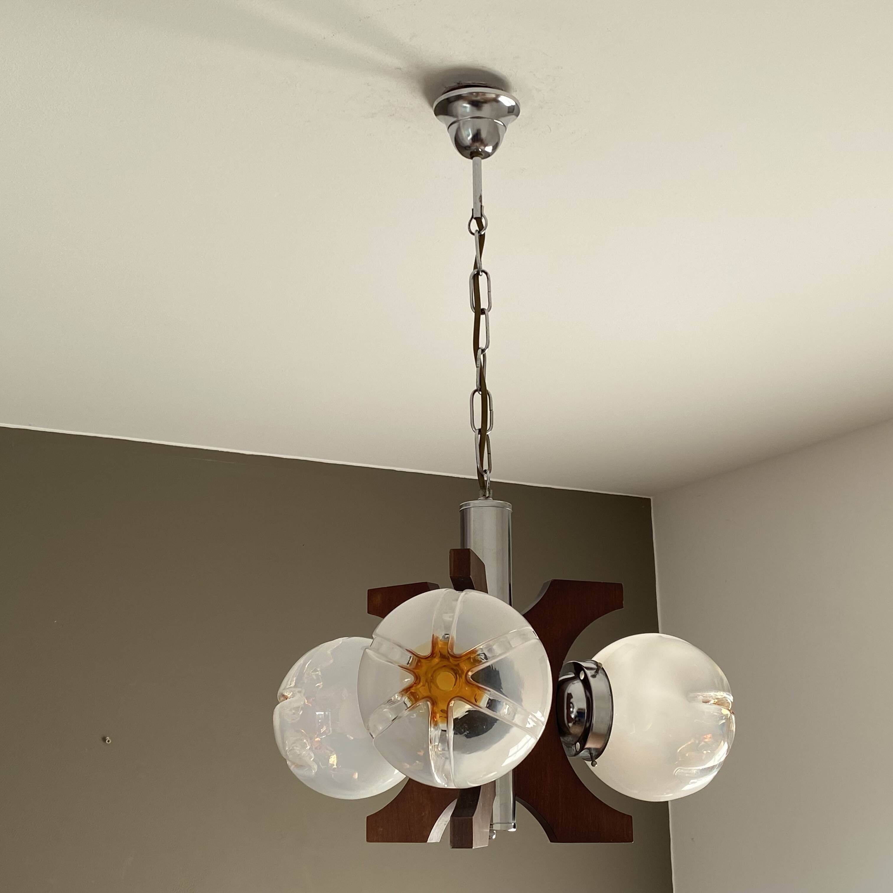 Mazzega chandelier. 1970. Murano glass. Italy.