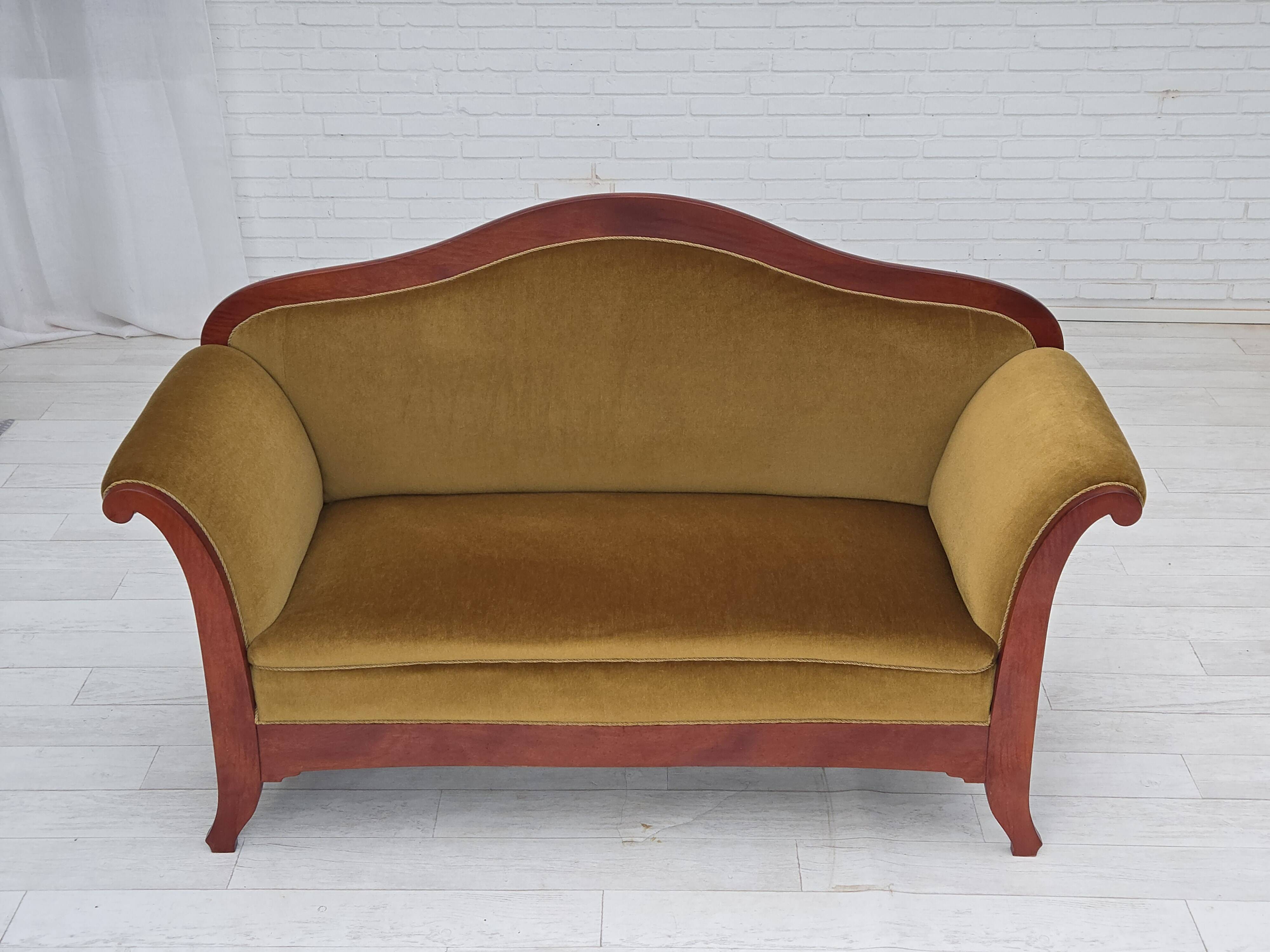 1950s, Danish 2-seater sofa in Biedermeier style, furniture velour.