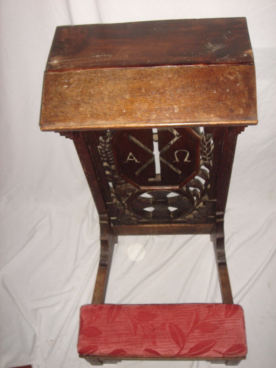 Pray-god Napoleon III in wood - orange fabrics