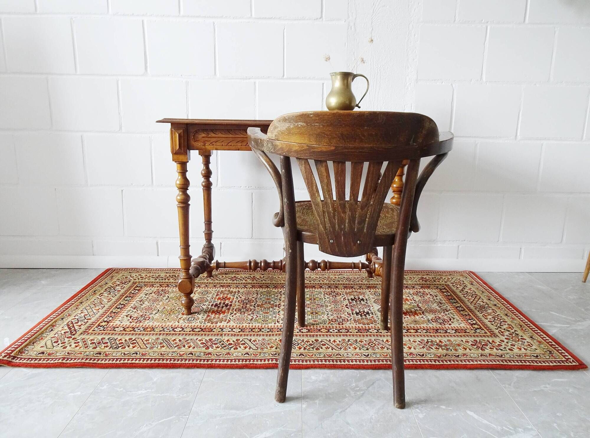 oriental vintage Keshan carpet Adoros, Persian carpet 86 x 180 cm