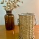 Range bottle in rattan and vintage metal