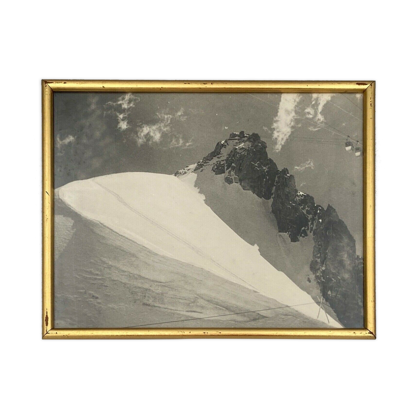Photo ancienne en noir et blanc montagne artistique dans cadre dore