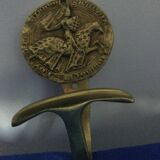 Gilded bronze wall hook numbered rider in armor