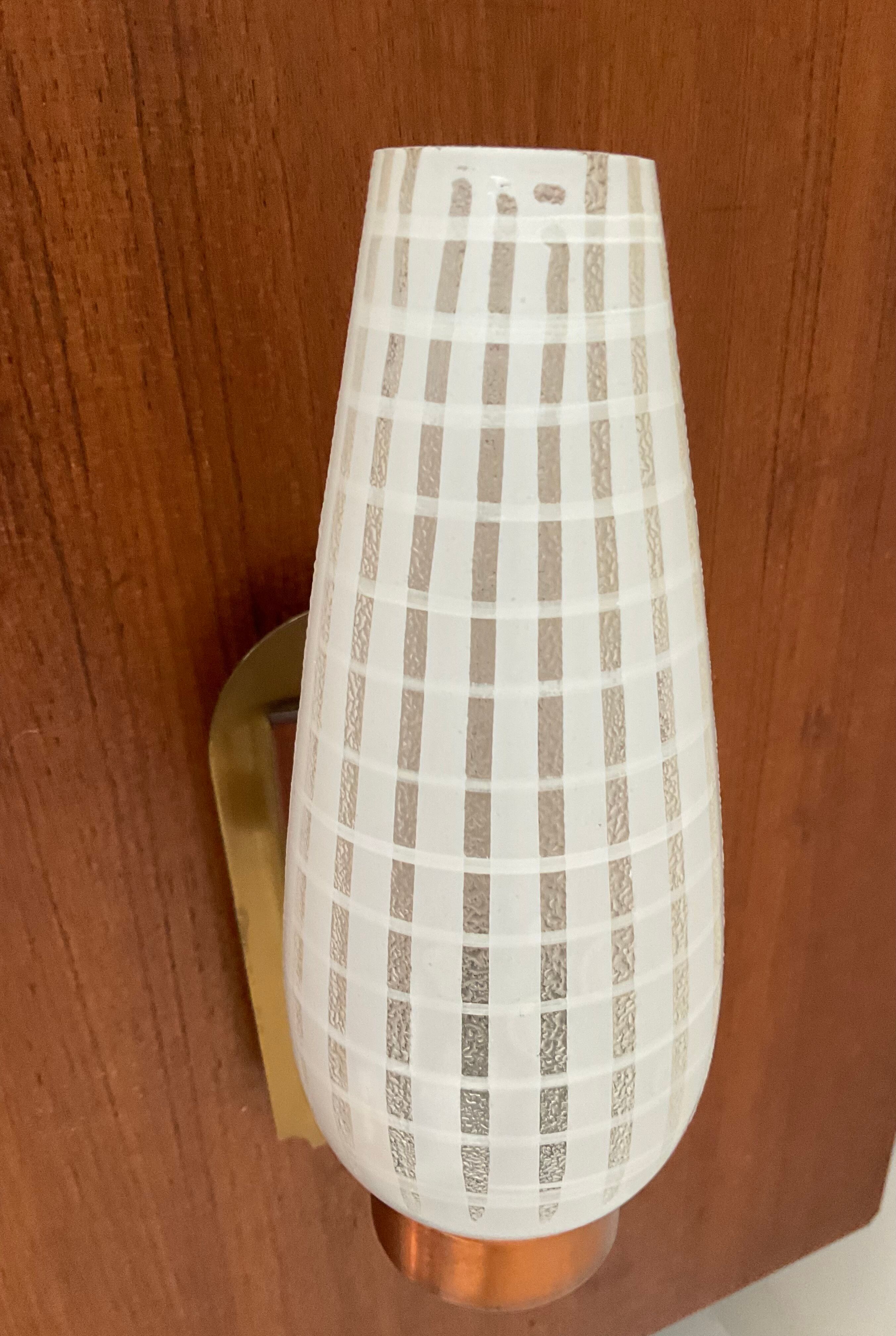 Scandinavian wall lamp in teak, brass and opaline from the 60s