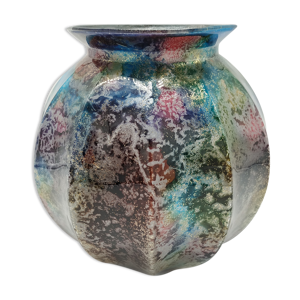 Vase laque line bleu irisé Jean