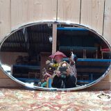 Oval chrome Art Deco mirror