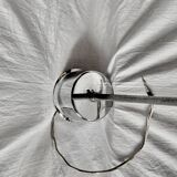 Large modernist chandelier in chromed metal and textured glass - 5 arms