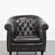 Luxury dark cowhide Chesterfield club armchair in English style