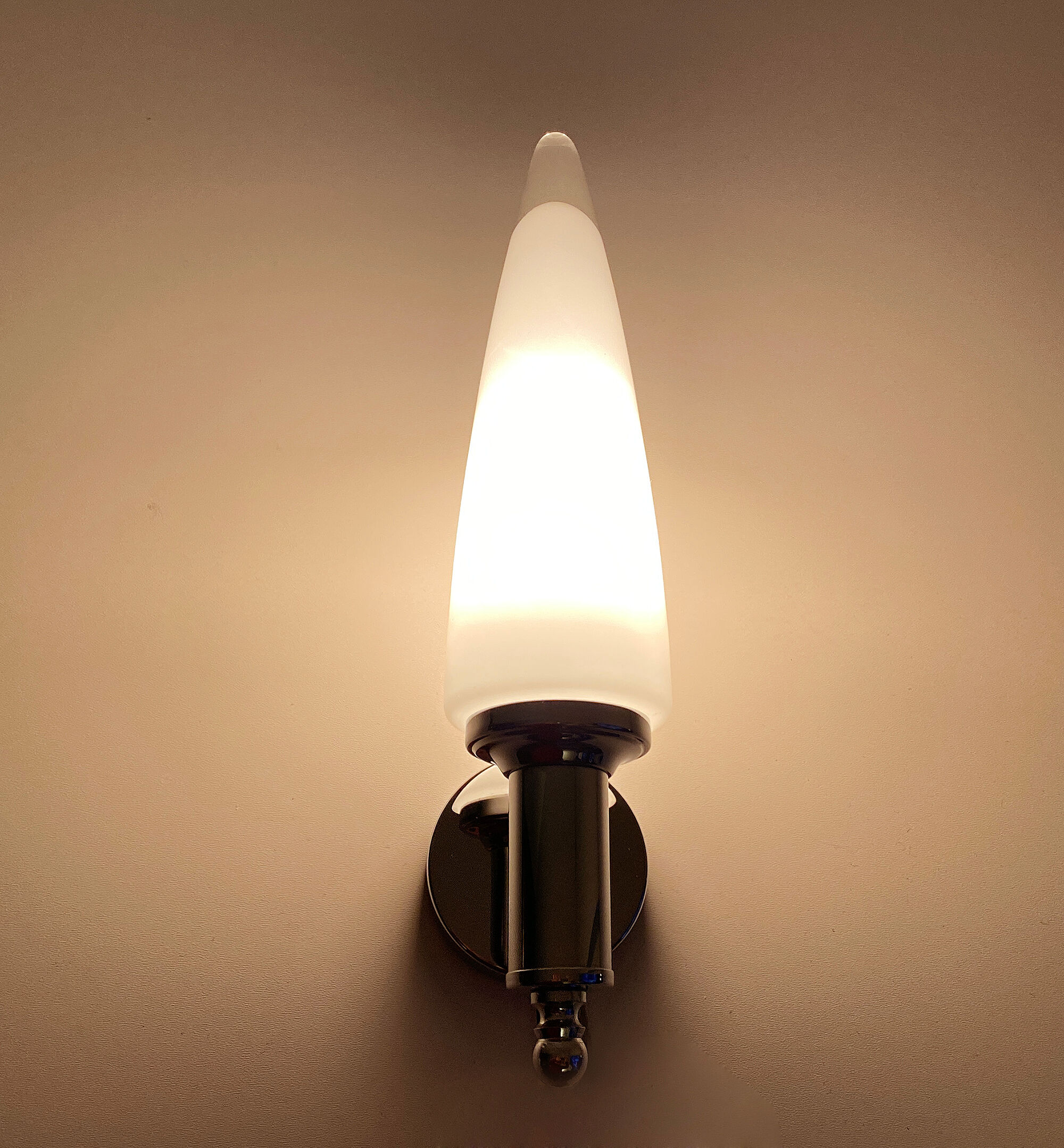 Pair Vintage Wall Lamps, Murano Glass Chrome, 70 Years