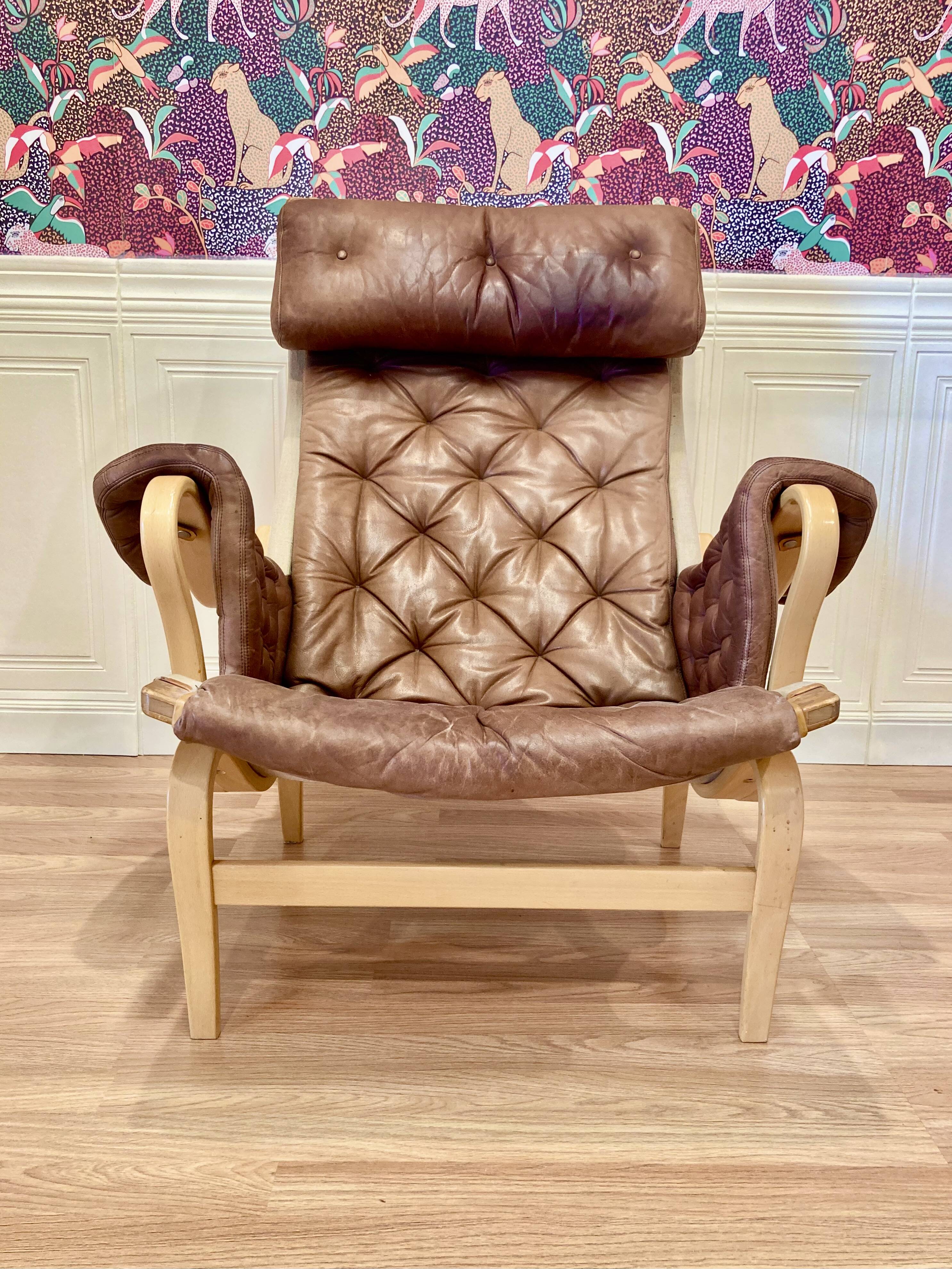 "Pernilla" leather armchair "Bruno Mathsson" 1960.
