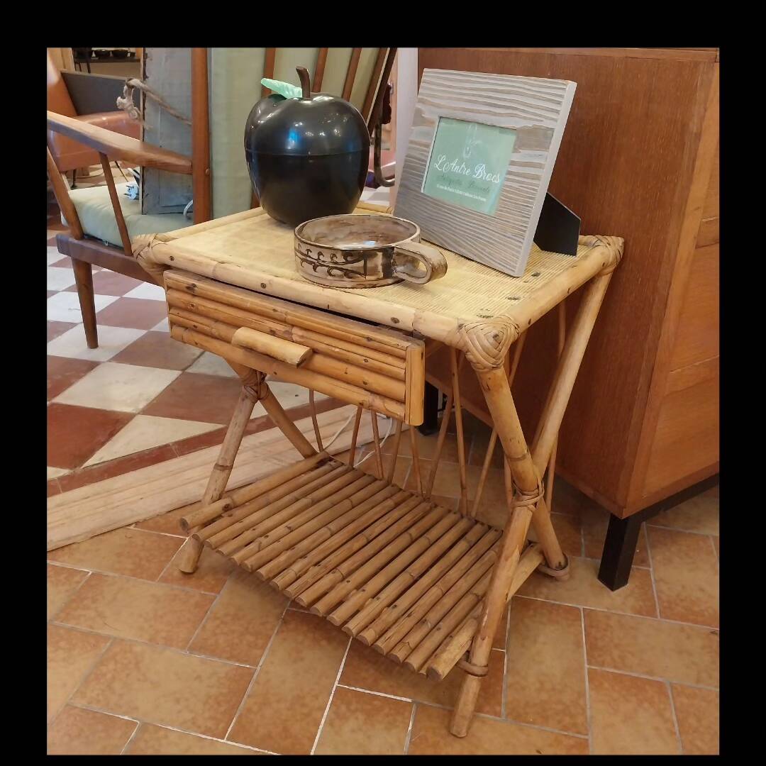 Rattan bedside table