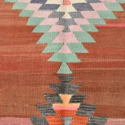 Pink & Red Vintage Tribal Kilim Rug, Turkish Handwoven Wool Bohemian Decor