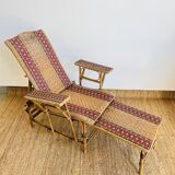 Ancienne chaise longue Art déco en rotin et osier
