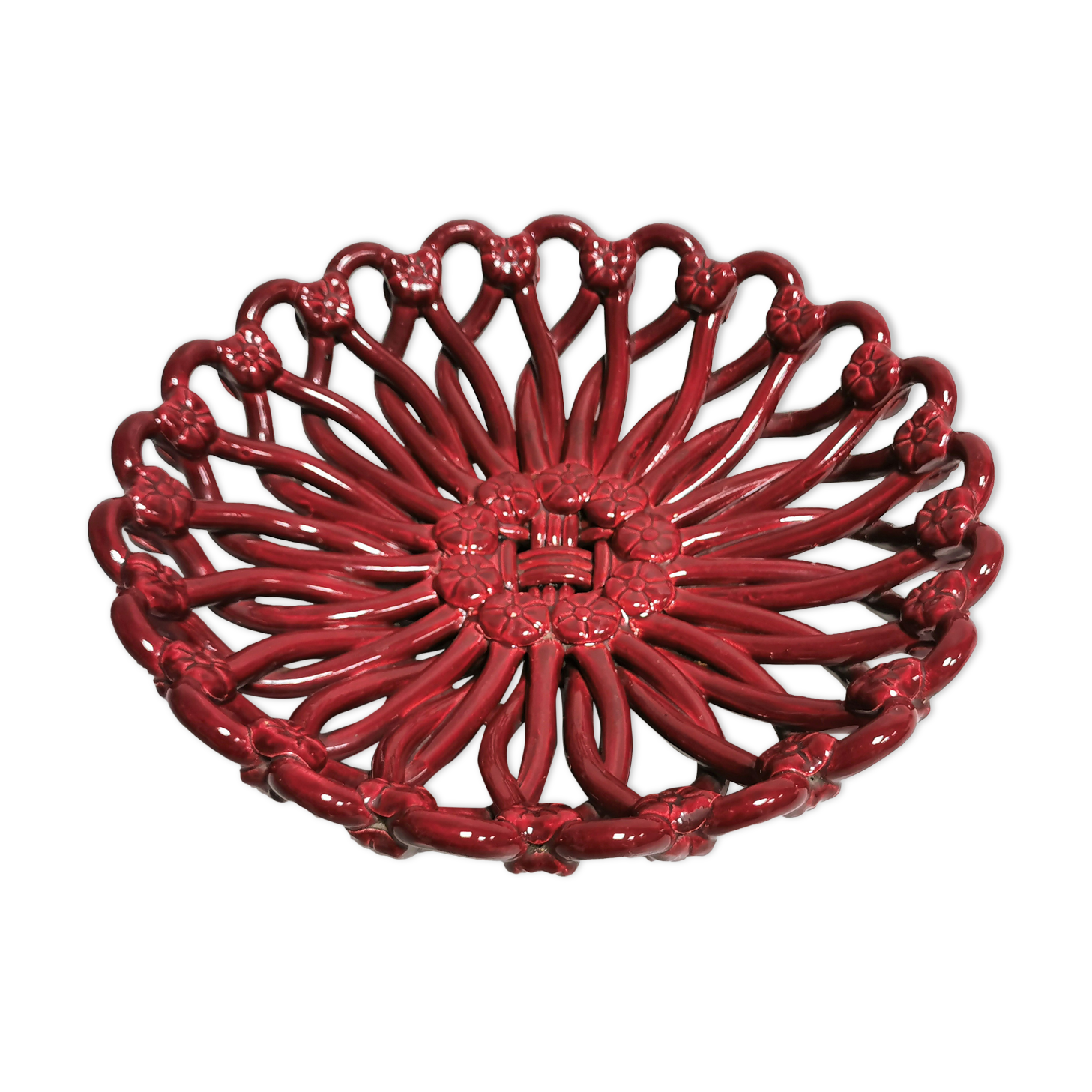 Vintage Fruit Basket , Ceramic Centerpiece VALLAURIS