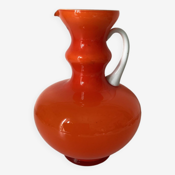 Orange opaline ball vase, vintage 70s