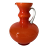 Vase boule en opaline orange ,vintage 70 s