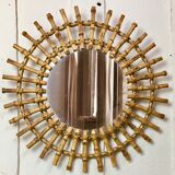Sun diameter 46cm vintage rattan mirror