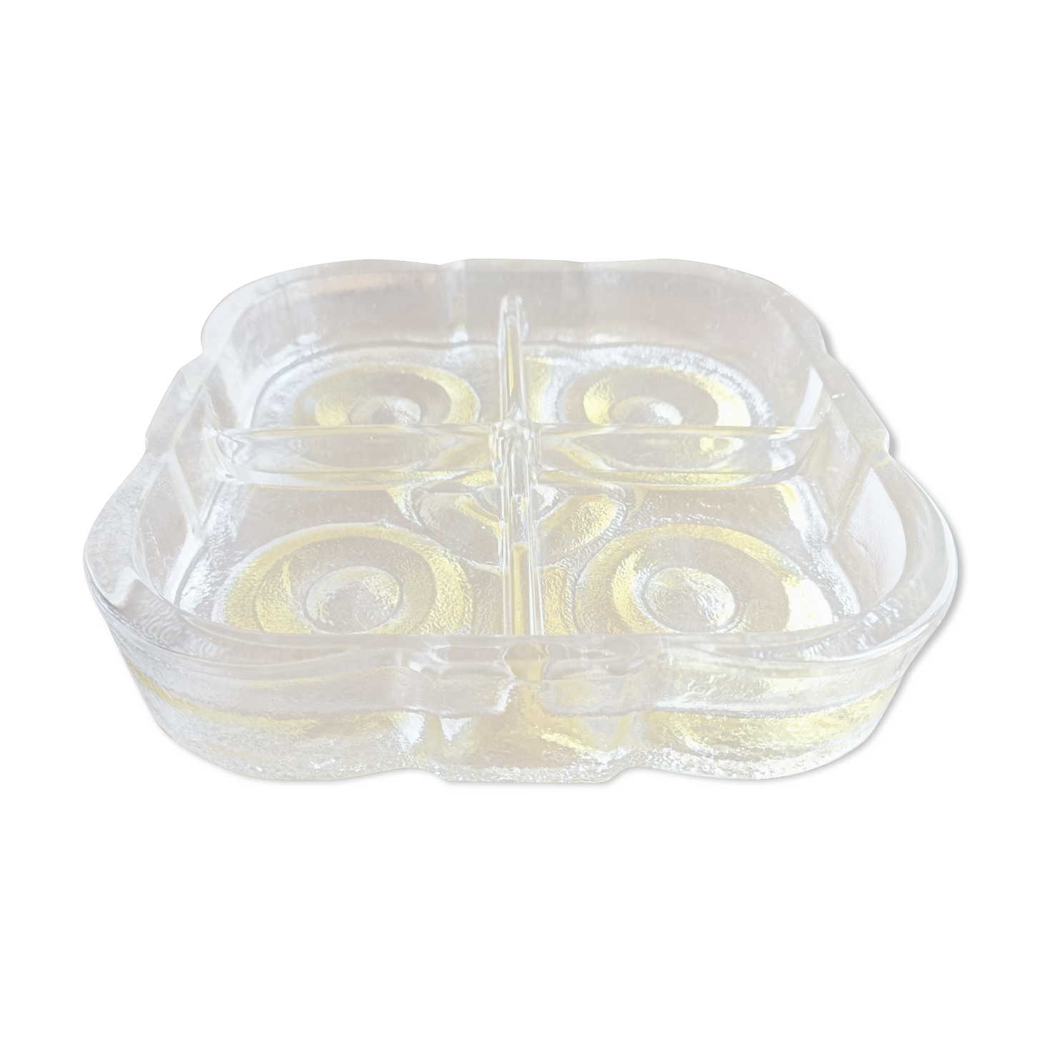 Dish with presentation compartments Walther kristallglass yellow