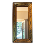 Miroir brutaliste en laiton par Jean Goardere, France, années 1970