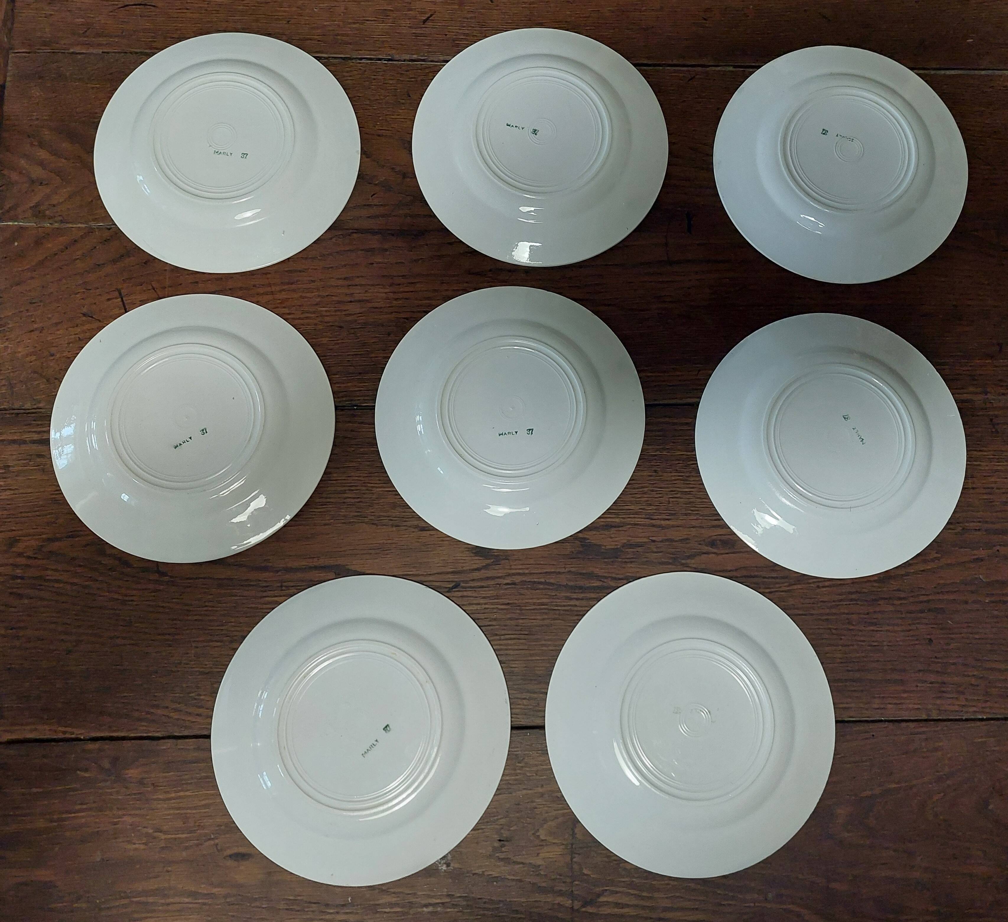 Dessert plates, set of eight, Marly decor