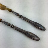 Old salad servers in filled silver and horn