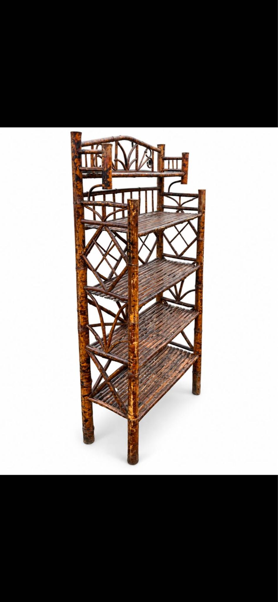 Étagère ancienne en bambou à 4 niveaux – Style japonisant