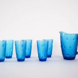 Set of glass and jug, Italian design, 1970s, made in Italy