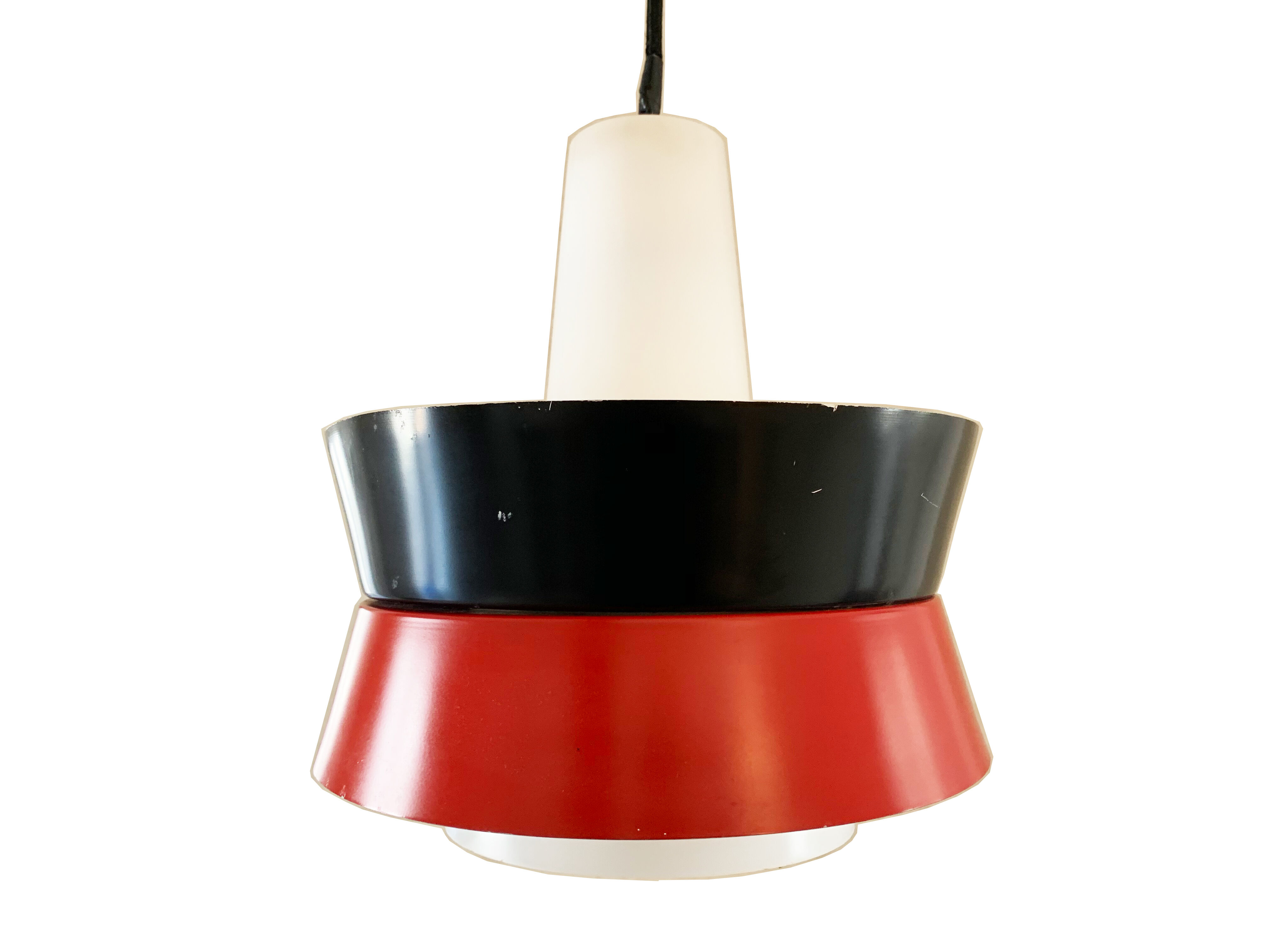 Fog and moerup pendant light - danish mid-century - vintage lamp - red & black - 1960s design