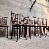Series of 7 old bar cane cane bistro chairs